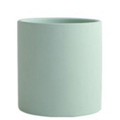 Colorful Ceramic Flowerpot, Cylindrical Shape Flower Pot With Hole Tray