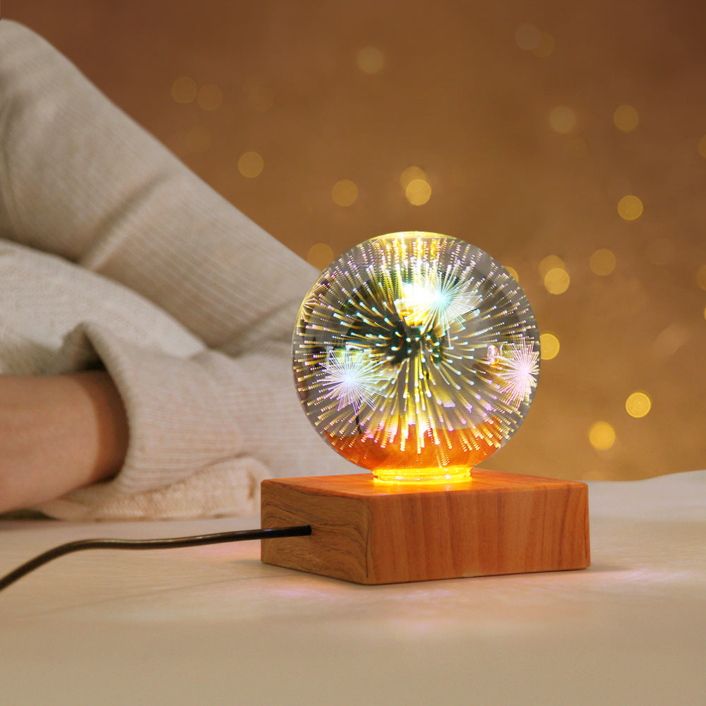 USB 3D Firework Crystals Ball Night Light  Plug In Romantic Star LED