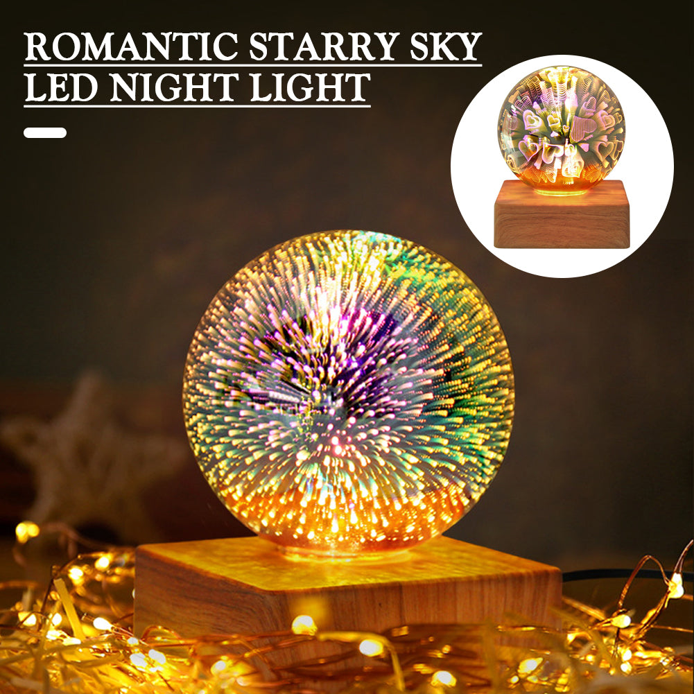 USB 3D Firework Crystals Ball Night Light  Plug In Romantic Star LED