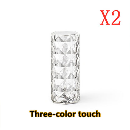 Touch Dimming Atmosphere Diamond Night Light Rose Projector Lamp